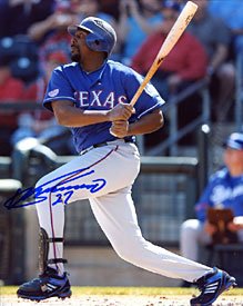 Vladimir Guerrero Autographed / Signed Hitting Texas Rangers 8x10 Photo (JSA)