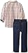 Kids Headquarters Little Boys' Plaid Yellow Roll-Up Sleeve Shirt with Jean
