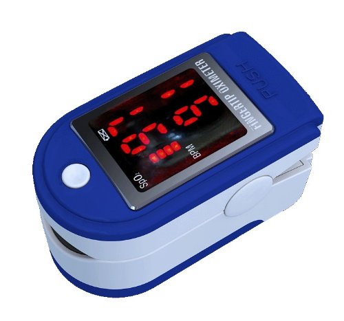 Finger Pulse Oximeter - %SpO2 (Blood Oxygen Saturation) & Heart Rate Monitor with Instructions, Lanyard & Carry Case (in RETAIL PACKAGING) - BLUE