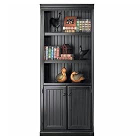 Black Bookcase with Doors Southampton Black Onyx by Kathy Ireland Martin