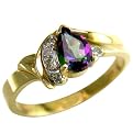 10K Yellow Gold Pear-Shape Mystic Fire Topaz and Diamond Swirl Ring