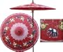 Asian Elephant 7 Foot Patio Umbrella With Base - Dragon Red