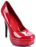 Red Patent Round-toe Stiletto Pump
