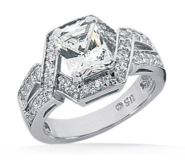 0.85 Ct Radiant Cut Diamond Engagement Ring Pave CUT:VERY GOOD 14K SI1-D EGL