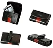 AUTHENTIC CELLET OMEGA LEATHER CASE POUCH (with Red Trim and Belt Clip) for Motorola Q / Samsung i607 Blackjack / HTC DASH S620 / RIM BLACKBERRY 8800 / 8830 - RETAIL PACKAGING