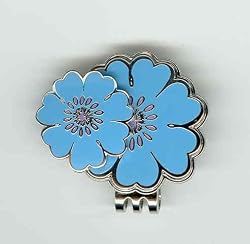 Golf Ball Marker, Magnetic Blue Flower on Blue Flower