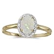 14K Yellow/White Gold 0.02 ct. Diamond and 7 x 5 MM Oval Shaped Opal Ring