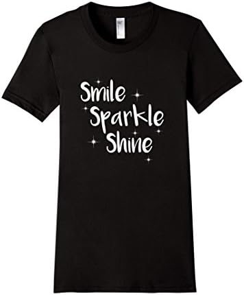 Women's Smile Sparkle Shine T-shirt  Small Black