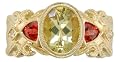18KT Yellow Beryl, Sunstone & Diamond Ring