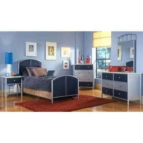 Universal Bedroom Set, 4PC TWIN SET, SILVER NAVY by Home Decorators Collection