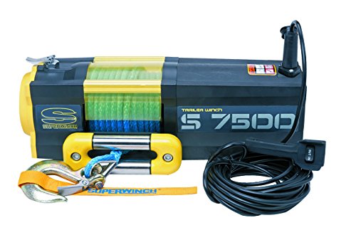 Superwinch 1475201 S7500 SR 12V 7500 lb Winch with Synthetic Rope (Stainless Steel Roller Hawse, 30' Remote)