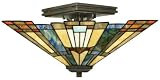 Inglenook Semi-Flush Tiffany Ceiling Light in Valiant Bronze