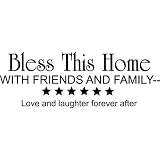 Bless This Home with Friends and Family Wall Decal Quote Sticker