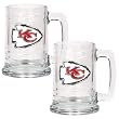 Kansas City Chiefs 2pc 15oz Glass Tankard Set- Primary Logo NFL Football