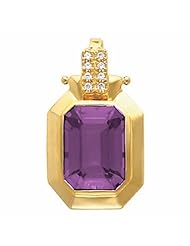 10K Yellow Gold Emerald Cut Amethyst Pendant -- LIFETIME WARRANTY