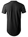 URBANCREWS Mens Hipster Hip Hop Basic Longline Crewneck T-shirt BLACK LARGE
