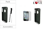 PROMOTION *** Pour IPHONE 4 IPHONE 4G Apple IPHONE 4S Siri **** Housse Etui en Silicone Coque de fixation en Gel TPU rabattable de couleur noir **** de Qualit� LUXE VERITABLE **** + Film protecteur Ecran + Stylet ecran tactilepar LOVEMOBILE