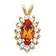 14K Yellow Gold Madeira Citrine and Diamond Pendant