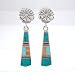 Ray Tracey Inlaid Dangle Flower Earrings in Sterling Silver with Turquoise and Spiny Oyster, #8549