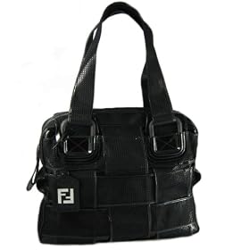 Click here to buy Fendi Handbags (Black) Large Crossword Patent Leather Tote 8BR568 by Fendi.