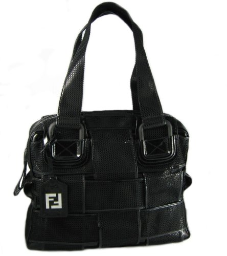 Fendi Large Crossword Patent Black Leather Tote - 8BR568