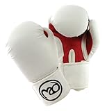 Boxing-Mad Women's fit Synthetic Leather 8 Oz Sparring Gloves - White/Red