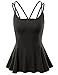 Doublju Women Casual Strap Designed Sleeveless Flare Top
