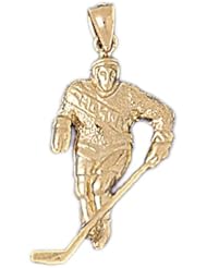 Dazzlers Solid 14k Gold Hockey Player Charm Pendant Available in three colors from jewelsberry (weights: 2.7 grams only)