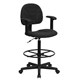 Flash Black Multi-Functional Ergonomic Drafting Stool with Arms