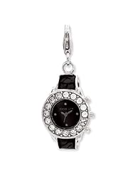 Sterling Silver Enameled 3-D Watch w/Lobster Clasp Charm