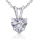 1/2carat Heart Shape Diamond Solitaire Pendant Set in 14k White Gold (GH/SI)