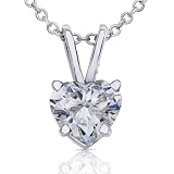 3/4carat Heart Shape Diamond Solitaire Pendant Set in 14k White Gold (GH/SI)