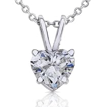 1/2carat Heart Shape Diamond Solitaire Pendant Set in 14k White Gold (GH/SI)