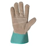 Wells Lamont 4190L Womens Gardening Gloves Split Cowhide Leather Palm with Safety Cuff L