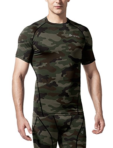 TM-R13-COKZ_Large j-XL Tesla Men's Cool Dry Compression Baselayer Short Sleeve T Shirts R13