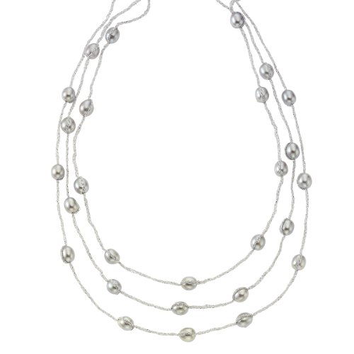 ZEEme Damen-Collier mit S&uuml;&szlig;wasserzuchtperlen grau 42cm 3-reihig 259250014-1 Preisvergleich