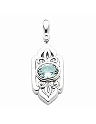 14K White Gold Oval Cut Aquamarine and Diamond Pendant -- LIFETIME WARRANTY