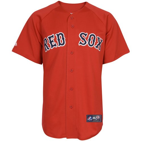 MLB Boston Red Sox Adult Short Sleeve 6 Button Synthetic Replica Jersey (Scarlet, Medium)