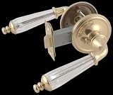 2 3/4 inch Lever Handle Privacy Set - Brass/Clear Glass