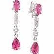 14K White Gold Oval Cut Pink Tourmaline Earrings