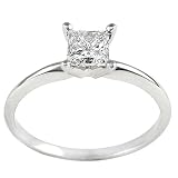 1/3ct Princess-cut Diamond Solitaire Ring in 14k White Gold (H-I/SI2-I1)