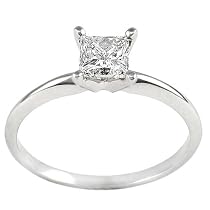 1/3ctw Princess-cut Diamond Solitaire Ring in 14k White Gold (H-J, SI2-I1)