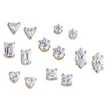 CubicZirconia14KGold-PlatedStudEarrings-Setof7Pairs