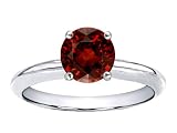 1.35 cts Genuine Garnet Solitaire Engagement Ring - 14kt White or Yellow Gold