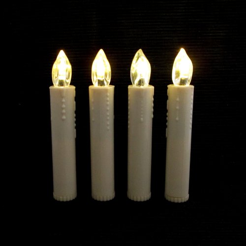 Set of 4 Battery Operated LED Flameless Taper Glow Candles with Remote