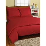 Homescapes 200 Thread Count Ultrasoft - Plain Red Fitted Sheet - Double - 100% Egyptian Cotton Percale, Anti Dust Miteby Homescapes