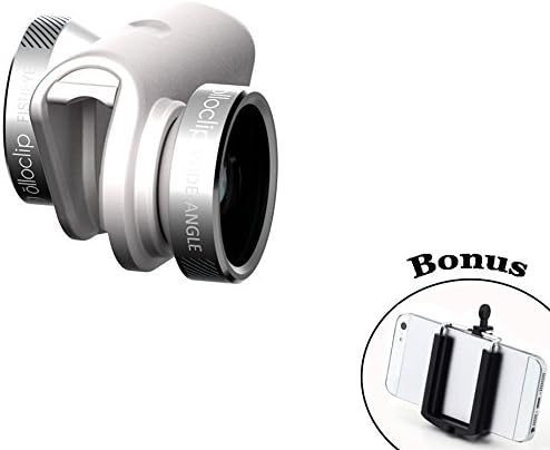 olloclip 4-in-1 Pocket-Sized Lens Kit for iPhone 6/6 Plus (Silver/White) Includes Fisheye, Wide Angle, 10x Macro and 15x Macro with Wearable Pendant and a Bonus Universal Smartphone Tripod Mount Adapter & Bluetooth Wireless Remote Controller With Shutter Release