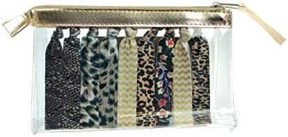 Jane Tran Gift Bag - Bobby Pins Barrettes Pony Tail Holders in Gold Brown Floral