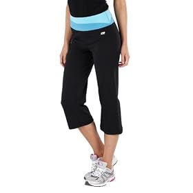 Icon by Marika Womens Capri Yoga Pant - Black/Turquoise
