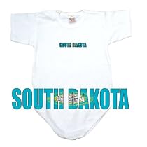BABY BODYSUIT WHITE FLAG COLOR " SOUTH DAKOTA " 9 - 12 Months